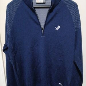 K Jus Men's Navy Blue Quarter-Zip Sweater Size 54 XL